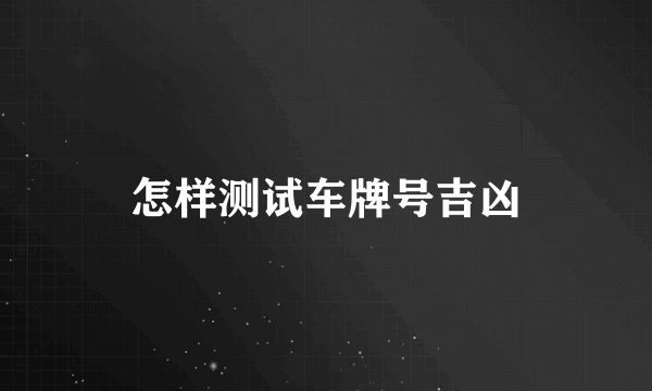 怎样测试车牌号吉凶