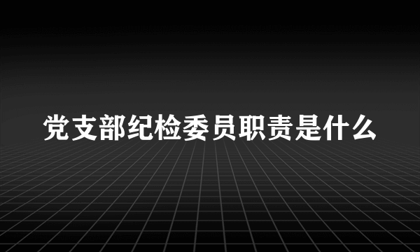 党支部纪检委员职责是什么