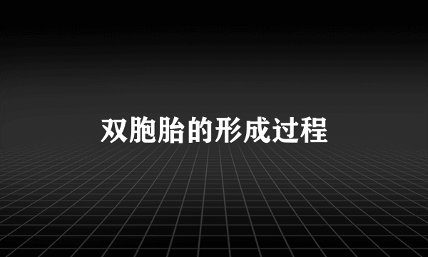 双胞胎的形成过程