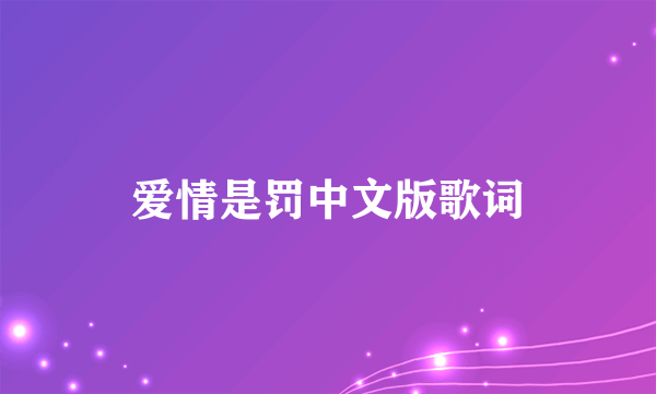 爱情是罚中文版歌词