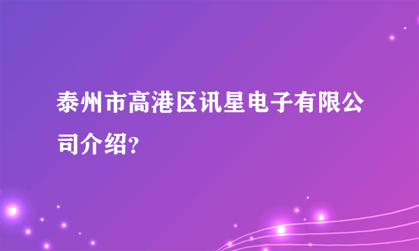 泰州市高港区讯星电子有限公司介绍？