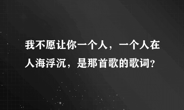 我不愿让你一个人，一个人在人海浮沉，是那首歌的歌词？