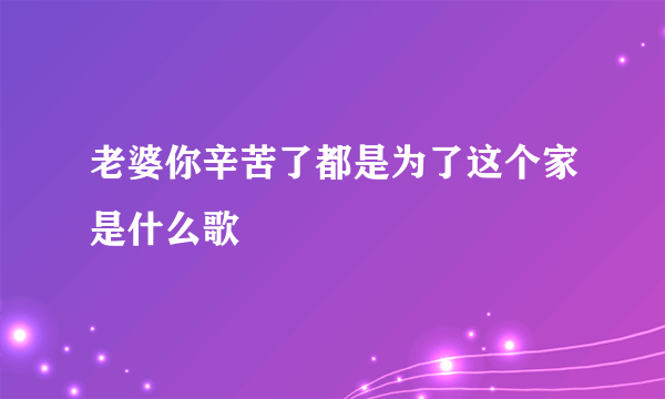 老婆你辛苦了都是为了这个家是什么歌