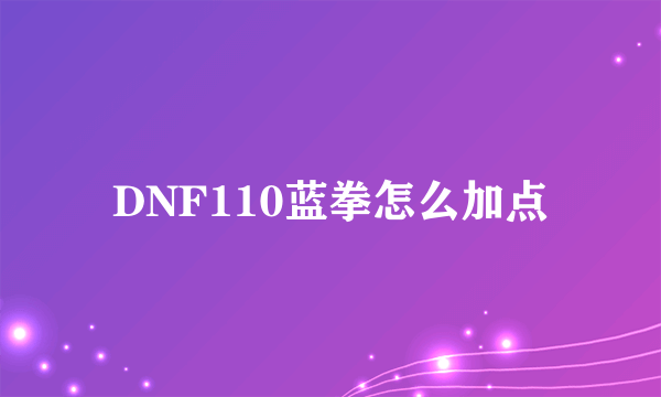 DNF110蓝拳怎么加点