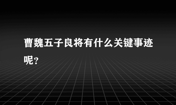 曹魏五子良将有什么关键事迹呢？