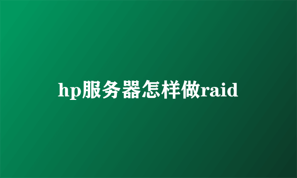 hp服务器怎样做raid