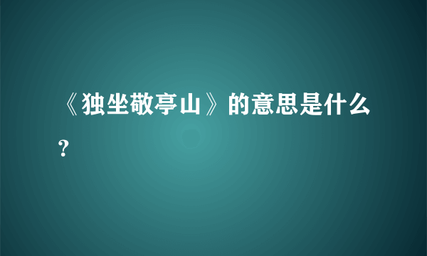 《独坐敬亭山》的意思是什么？