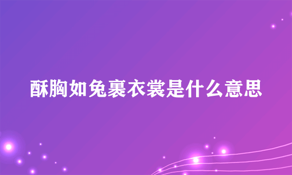 酥胸如兔裹衣裳是什么意思