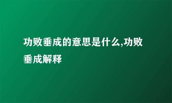 功败垂成的意思是什么,功败垂成解释