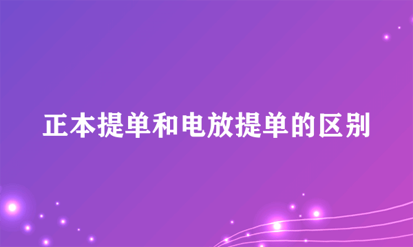 正本提单和电放提单的区别