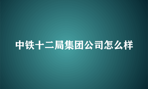 中铁十二局集团公司怎么样