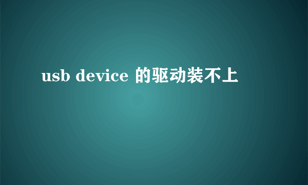 usb device 的驱动装不上