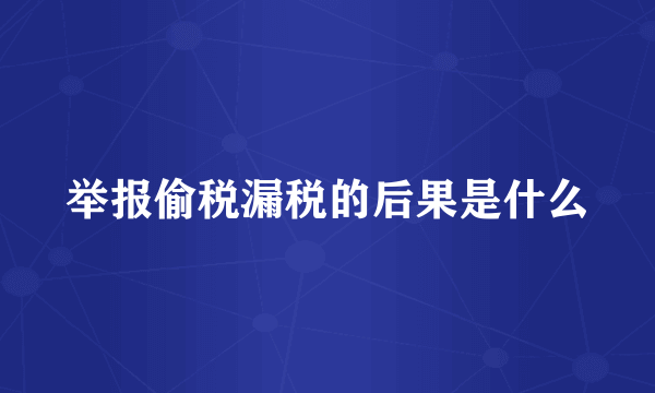 举报偷税漏税的后果是什么