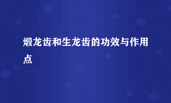 煅龙齿和生龙齿的功效与作用点