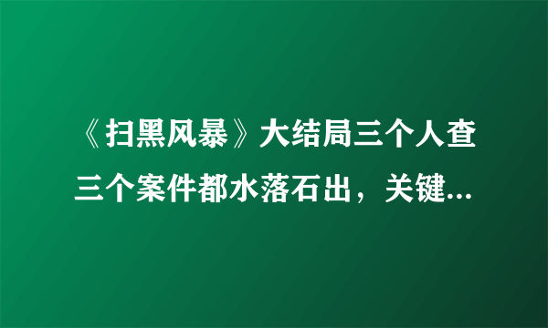 《扫黑风暴》大结局三个人查三个案件都水落石出，关键人物是他