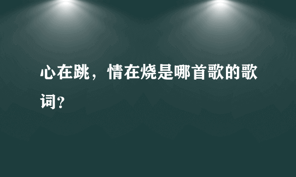 心在跳，情在烧是哪首歌的歌词？