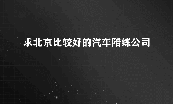 求北京比较好的汽车陪练公司