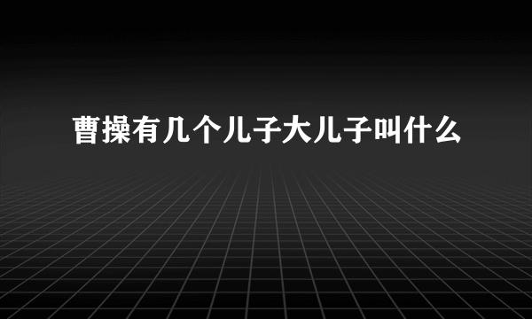 曹操有几个儿子大儿子叫什么