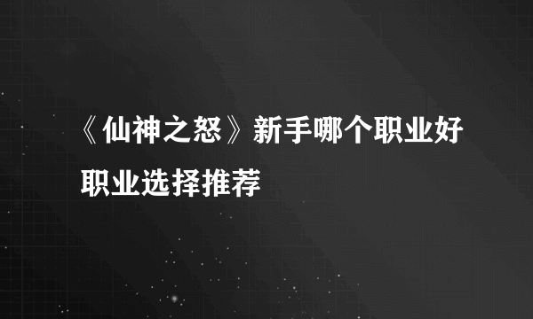 《仙神之怒》新手哪个职业好 职业选择推荐