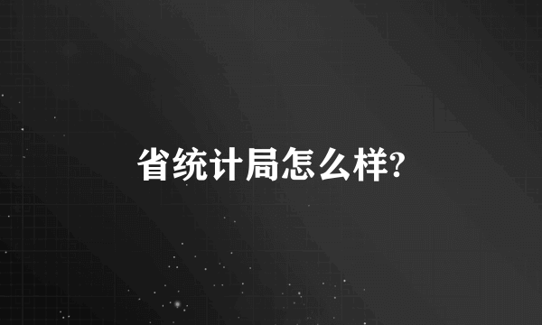 省统计局怎么样?