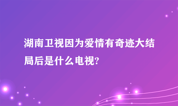 湖南卫视因为爱情有奇迹大结局后是什么电视?