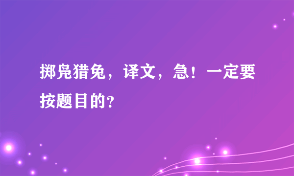 掷凫猎兔，译文，急！一定要按题目的？