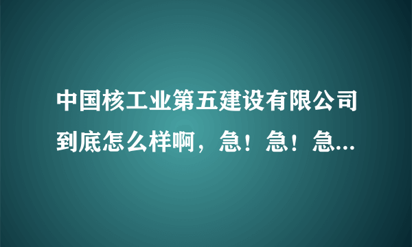 中国核工业第五建设有限公司到底怎么样啊，急！急！急！急！急？