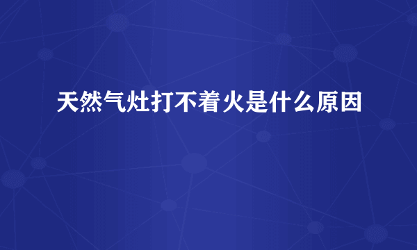 天然气灶打不着火是什么原因