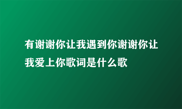 有谢谢你让我遇到你谢谢你让我爱上你歌词是什么歌