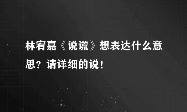 林宥嘉《说谎》想表达什么意思？请详细的说！