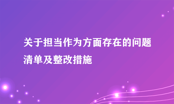 关于担当作为方面存在的问题清单及整改措施