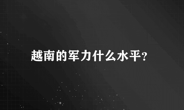 越南的军力什么水平？