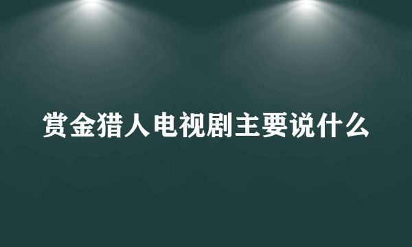 赏金猎人电视剧主要说什么