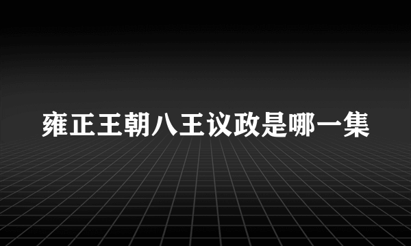 雍正王朝八王议政是哪一集