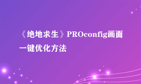 《绝地求生》PROconfig画面一键优化方法