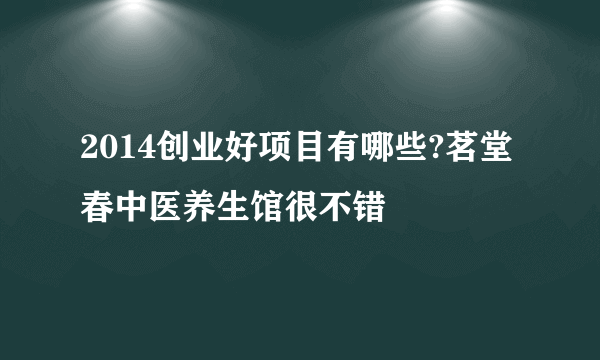 2014创业好项目有哪些?茗堂春中医养生馆很不错