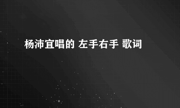 杨沛宜唱的 左手右手 歌词