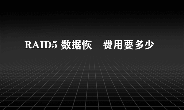 RAID5 数据恢復费用要多少