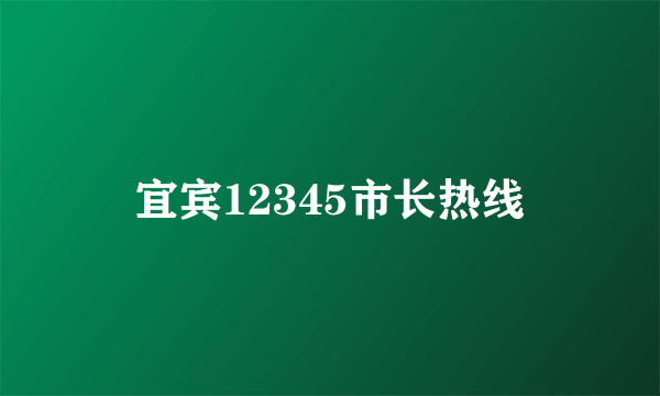 宜宾12345市长热线