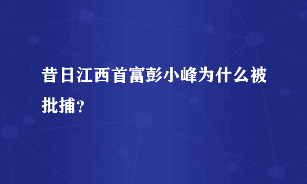 昔日江西首富彭小峰为什么被批捕？