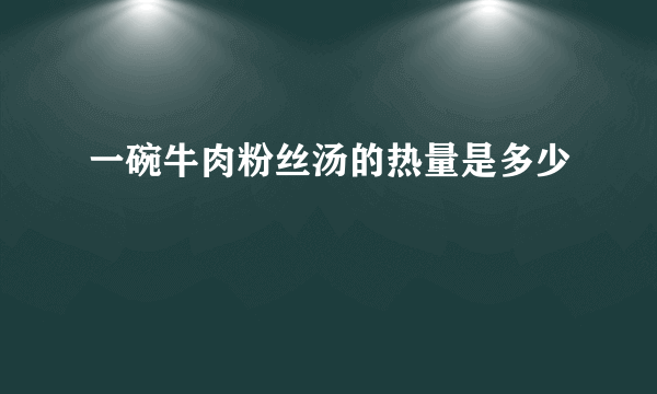 一碗牛肉粉丝汤的热量是多少