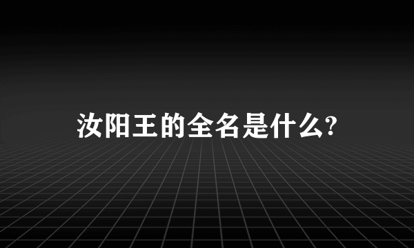 汝阳王的全名是什么?