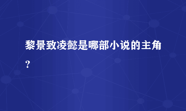 黎景致凌懿是哪部小说的主角？