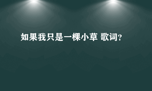 如果我只是一棵小草 歌词？