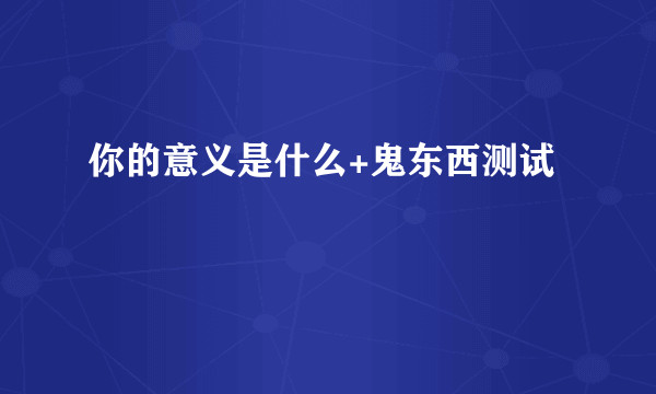 你的意义是什么+鬼东西测试