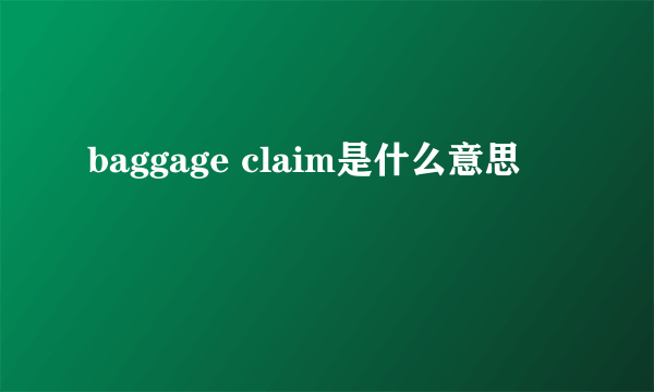 baggage claim是什么意思