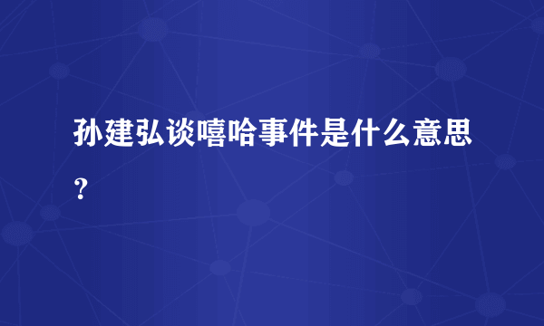 孙建弘谈嘻哈事件是什么意思？