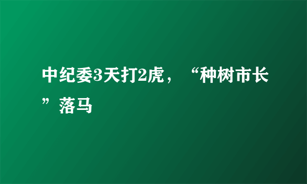 中纪委3天打2虎，“种树市长”落马