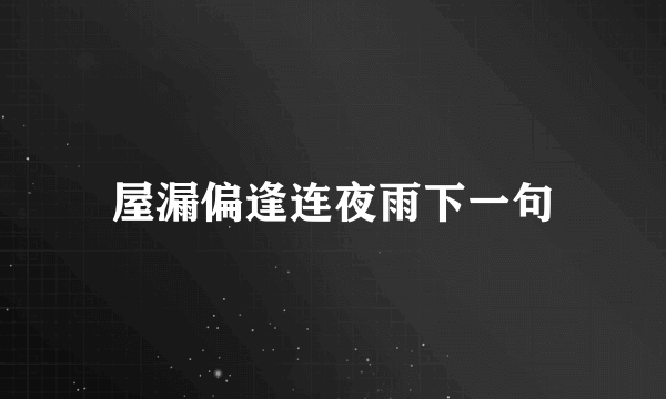 屋漏偏逢连夜雨下一句