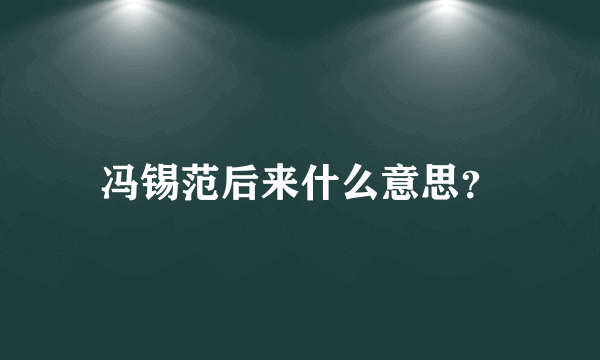 冯锡范后来什么意思？